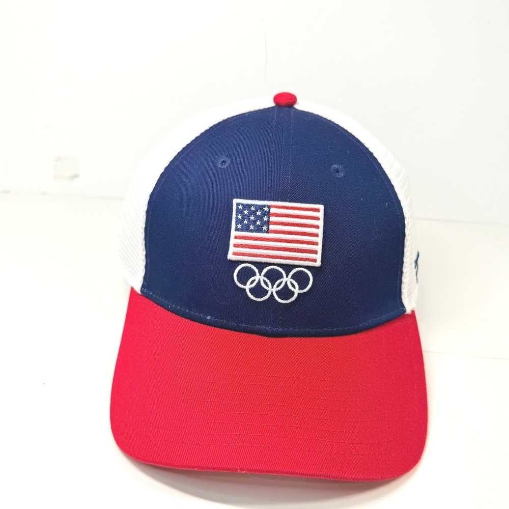 Team USA Olympics Trucker Hat Mens OSFA Red White Blue Patriotic Snapback